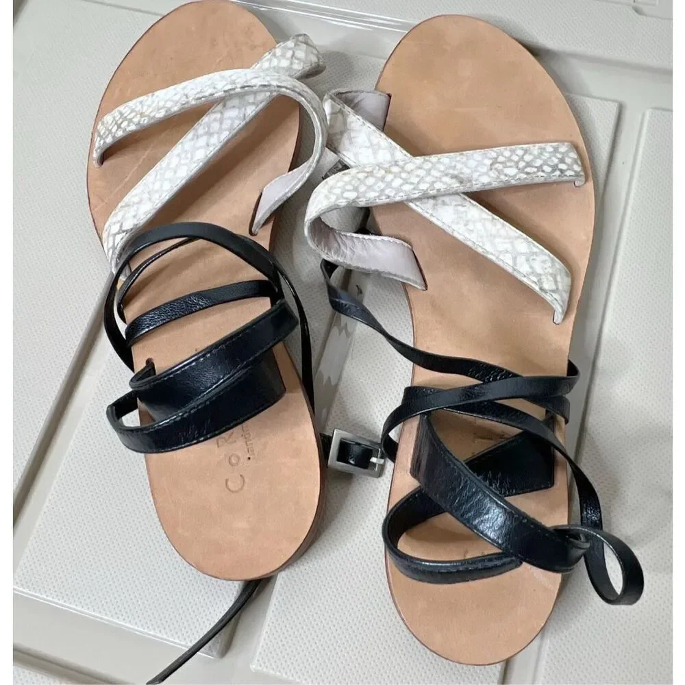Cornetti Revolve Snakeskin Ankle Wrap Sandals Size 38 Leather